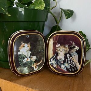 Two Vintage Cat Portrait Tins